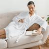imageComfy Cubs 100 Cotton Muslin Bathrobe  4Layer Absorbent Robe with Pockets ampamp Belt for Bath Spa or LoungingWhite