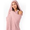 imageComfy Cubs Adult Hooded Towel and Wearable Blanket  Large 58 x 58 Soft Absorbent and Stylish DualFunction Muslin Towel Hoodie for Bath Relaxation and Everyday Use  WhiteMauve