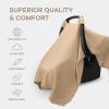 imageComfy Cubs Baby Car Seat Cover  Soft Breathable Bamboo Rayon and Muslin Cotton Blend  Lightweight Canopy for Sun Bug and Comfort Protection  Large Size Infant Seat Cover in Sage DesignCedar