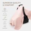imageComfy Cubs Baby Car Seat Cover  Soft Breathable Bamboo Rayon and Muslin Cotton Blend  Lightweight Canopy for Sun Bug and Comfort Protection  Large Size Infant Seat Cover in Cedar DesignLace