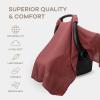imageComfy Cubs Baby Car Seat Cover  Soft Breathable Bamboo Rayon and Muslin Cotton Blend  Lightweight Canopy for Sun Bug and Comfort Protection  Large Size Infant Seat Cover in Sage DesignWine