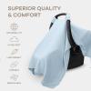 imageComfy Cubs Baby Car Seat Cover  Soft Breathable Bamboo Rayon and Muslin Cotton Blend  Lightweight Canopy for Sun Bug and Comfort Protection  Large Size Infant Seat Cover in Cedar DesignSky Blue