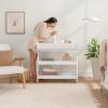 imageComfy Cubs Baby Changing Table  Sturdy Wood Construction Timeless Look Baby Change Table with Two Open Shelves for Infant Daycare Essentials Storage  Natural Wood with White LegsWhite