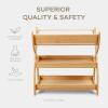 imageComfy Cubs Baby Changing Table  Sturdy Wood Construction Timeless Look Baby Change Table with Two Open Shelves for Infant Daycare Essentials Storage  Natural Wood with White LegsNatural Wood
