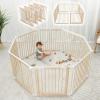 imageComfy Cubs Baby Gate Playpen  57 x 57 x 25 in Extends Up to 228  Pine Wood Foldable Playpen with ChildProof Lock  Easy Assembly Baby Fence Play Area for Babies ampamp Toddlers  BlushLight Wood