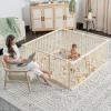 imageComfy Cubs Baby Gate Playpen  57 x 57 x 25 in Extends Up to 228  Pine Wood Foldable Playpen with ChildProof Lock  Easy Assembly Baby Fence Play Area for Babies ampamp Toddlers  BlushLight Wood