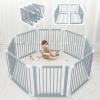imageComfy Cubs Baby Gate Playpen  57 x 57 x 25 in Extends Up to 228  Pine Wood Foldable Playpen with ChildProof Lock  Easy Assembly Baby Fence Play Area for Babies ampamp Toddlers  BlushPacific Blue