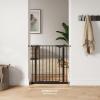 imageComfy Cubs Baby Safety Gate with 3 Extensions  Adjustable 42quot x 19quot x 30quot Q195 Steel Doorway Barrier  PowderCoated Finish for Stairs and Doorways  WalkThrough Design Pet Gate  BlackBlack