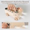 imageComfy Cubs Busy Board Toy Truck Set  Fun ampamp NoiseFree Pine Wood Activity Board for Toddlers with LED Light Switch  Designed in The US Focused ampamp Engaging Montessori Play for Kids 3 BlushNatural Wood