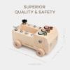 imageComfy Cubs Busy Board Toy Truck Set  Fun ampamp NoiseFree Pine Wood Activity Board for Toddlers with LED Light Switch  Designed in The US Focused ampamp Engaging Montessori Play for Kids 3 BlushNatural Wood