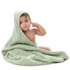 imageComfy Cubs Hooded Baby Towel 2Pack Large 32 x 32 Inch  6 Layer 100 Muslin Cotton for Babies Toddlers and Kids  Soft ampamp Absorbent Baby Bath Towels  Unisex Design for Bath Time  BlushSage