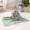 imageComfy Cubs Hooded Baby Towel 2Pack Large 32 x 32 Inch  6 Layer 100 Muslin Cotton for Babies Toddlers and Kids  Soft ampamp Absorbent Baby Bath Towels  Unisex Design for Bath Time  BlushPacific Blue and Fern