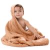 imageComfy Cubs Hooded Baby Towel 2Pack Large 32 x 32 Inch  6 Layer 100 Muslin Cotton for Babies Toddlers and Kids  Soft ampamp Absorbent Baby Bath Towels  Unisex Design for Bath Time  BlushCaramel