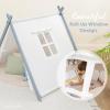 imageComfy Cubs Kids Play Tent  Breathable Cotton Teepee for Imaginative Activity  Indoor Canvas Play Tent  Easy Setup Safe Design and Spacious Layout for Children  Natural WoodPacific Blue