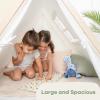 imageComfy Cubs Kids Play Tent  Breathable Cotton Teepee for Imaginative Activity  Indoor Canvas Play Tent  Easy Setup Safe Design and Spacious Layout for Children  Natural WoodNatural Wood