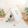 imageComfy Cubs Kids Play Tent  Breathable Cotton Teepee for Imaginative Activity  Indoor Canvas Play Tent  Easy Setup Safe Design and Spacious Layout for Children  Natural WoodNatural Wood