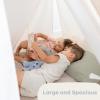 imageComfy Cubs Kids Play Tent  Breathable Cotton Teepee for Imaginative Activity  Indoor Canvas Play Tent  Easy Setup Safe Design and Spacious Layout for Children  Natural WoodPacific Blue