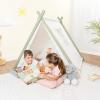 imageComfy Cubs Kids Play Tent  Breathable Cotton Teepee for Imaginative Activity  Indoor Canvas Play Tent  Easy Setup Safe Design and Spacious Layout for Children  Natural WoodSage