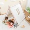 imageComfy Cubs Kids Play Tent  Breathable Cotton Teepee for Imaginative Activity  Indoor Canvas Play Tent  Easy Setup Safe Design and Spacious Layout for Children  Natural WoodBlush