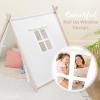 imageComfy Cubs Kids Play Tent  Breathable Cotton Teepee for Imaginative Activity  Indoor Canvas Play Tent  Easy Setup Safe Design and Spacious Layout for Children  Natural WoodBlush