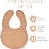 imageComfy Cubs Muslin Baby Bibs Drool Bibs Adjustable with Easy Snaps Teething ampamp Drooling Absorbent Bibs for Boys ampamp GirlsCaramel  Pack of 4