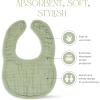 imageComfy Cubs Muslin Baby Bibs Drool Bibs Adjustable with Easy Snaps Teething ampamp Drooling Absorbent Bibs for Boys ampamp GirlsSage  Pack of 4