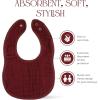 imageComfy Cubs Muslin Baby Bibs Drool Bibs Adjustable with Easy Snaps Teething ampamp Drooling Absorbent Bibs for Boys ampamp GirlsWine  Pack of 8