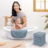 imageComfy Cubs Muslin Baby Washcloths 10 Pack  Soft 6Layer Cotton Wash Cloths for Sensitive Skin  10quotx10quot Large Gentle Absorbent Infant Essentials for Newborn and Toddlers  WhitePacific Blue