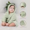 imageComfy Cubs Muslin Bath Robe for Kids  100 Cotton 4Layer Absorbent Muslin Fabric  Hooded with Pockets and BeltedSage
