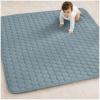 imageComfy Cubs Rectangle Kids Play Mat  Medium 48 x 72 inches Soft Quilted Baby Floor Mat with NonSlip Bottom  Plush Design for Toddlers Playtime and Relaxation  Comfortable and Durable  FernPacific Blue