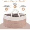 imageComfy Cubs Rope Diaper Caddy Organizer 85quot x 15quot x 8quot  Large Baby Diaper Basket with 3 Spacious Compartments  Stylish Cotton Baby Caddy Organizer for Diapers Wipes ampamp Essentials  BlushBlush