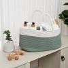 imageComfy Cubs Rope Diaper Caddy Organizer 85quot x 15quot x 8quot  Large Baby Diaper Basket with 3 Spacious Compartments  Stylish Cotton Baby Caddy Organizer for Diapers Wipes ampamp Essentials  BlushSage