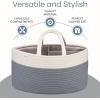 imageComfy Cubs Rope Diaper Caddy Organizer 85quot x 15quot x 8quot  Large Baby Diaper Basket with 3 Spacious Compartments  Stylish Cotton Baby Caddy Organizer for Diapers Wipes ampamp Essentials  BlushPacific Blue