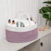 imageComfy Cubs Rope Diaper Caddy Organizer 85quot x 15quot x 8quot  Large Baby Diaper Basket with 3 Spacious Compartments  Stylish Cotton Baby Caddy Organizer for Diapers Wipes ampamp Essentials  BlushMauve