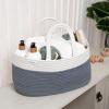 imageComfy Cubs Rope Diaper Caddy Organizer 85quot x 15quot x 8quot  Large Baby Diaper Basket with 3 Spacious Compartments  Stylish Cotton Baby Caddy Organizer for Diapers Wipes ampamp Essentials  BlushPacific Blue