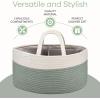 imageComfy Cubs Rope Diaper Caddy Organizer 85quot x 15quot x 8quot  Large Baby Diaper Basket with 3 Spacious Compartments  Stylish Cotton Baby Caddy Organizer for Diapers Wipes ampamp Essentials  BlushSage