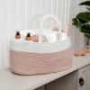 imageComfy Cubs Rope Diaper Caddy Organizer 85quot x 15quot x 8quot  Large Baby Diaper Basket with 3 Spacious Compartments  Stylish Cotton Baby Caddy Organizer for Diapers Wipes ampamp Essentials  BlushBlush