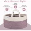 imageComfy Cubs Rope Diaper Caddy Organizer 85quot x 15quot x 8quot  Large Baby Diaper Basket with 3 Spacious Compartments  Stylish Cotton Baby Caddy Organizer for Diapers Wipes ampamp Essentials  BlushMauve