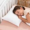 imageComfy Cubs Toddler Pillow with Muslin Pillowcase 13 x 18 in  Travel and Sleep Support for Kids  Lightweight Breathable Microfiber Fill  Soft and Cozy Small Pillow for Toddlers  SageWhite