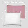 imageComfy Cubs Toddler Pillow with Muslin Pillowcase 13 x 18 in  Travel and Sleep Support for Kids  Lightweight Breathable Microfiber Fill  Soft and Cozy Small Pillow for Toddlers  SageMauve