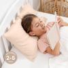 imageComfy Cubs Toddler Pillow with Muslin Pillowcase 13 x 18 in  Travel and Sleep Support for Kids  Lightweight Breathable Microfiber Fill  Soft and Cozy Small Pillow for Toddlers  SageCream