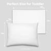imageComfy Cubs Toddler Pillow with Muslin Pillowcase 13 x 18 in  Travel and Sleep Support for Kids  Lightweight Breathable Microfiber Fill  Soft and Cozy Small Pillow for Toddlers  SageWhite