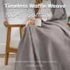 imageComfy Cubs Waffle Blanket Twin 90quot x 66quot  100 Cotton Lightweight Breathable Bed Blanket  Soft Textured Thermal Weave for All Seasons  Decorative Cozy Layer for Couch Sofa or Bed  BlushCharcoal