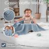 imageComfy Cubs Waffle Blanket Twin 90quot x 66quot  100 Cotton Lightweight Breathable Bed Blanket  Soft Textured Thermal Weave for All Seasons  Decorative Cozy Layer for Couch Sofa or Bed  BlushPacific Blue