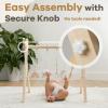 imageComfy Cubs Wooden Baby Play Gym  Natural Finish Pinewood Baby Activity Gym with 5 Sensory Hanging Toys  Easy NoTool Assembly Safe and Durable for Infant Motor and Visual Development  Natural WoodWhite and Wood