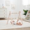 imageComfy Cubs Wooden Baby Play Gym  Natural Finish Pinewood Baby Activity Gym with 5 Sensory Hanging Toys  Easy NoTool Assembly Safe and Durable for Infant Motor and Visual Development  Natural WoodBlush