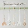 imageComfy Cubs Wooden Baby Play Gym  Natural Finish Pinewood Baby Activity Gym with 5 Sensory Hanging Toys  Easy NoTool Assembly Safe and Durable for Infant Motor and Visual Development  Natural WoodSage