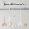 imageComfy Cubs Wooden Baby Play Gym  Natural Finish Pinewood Baby Activity Gym with 5 Sensory Hanging Toys  Easy NoTool Assembly Safe and Durable for Infant Motor and Visual Development  Natural WoodPacific Blue