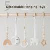 imageComfy Cubs Wooden Baby Play Gym  Natural Finish Pinewood Baby Activity Gym with 5 Sensory Hanging Toys  Easy NoTool Assembly Safe and Durable for Infant Motor and Visual Development  Natural WoodBlush