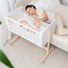 imageComfy Cubs Wooden Bedside Bassinet Sleeper and Cedar Muslin Fitted Bassinet Crib Sheet Bundled
